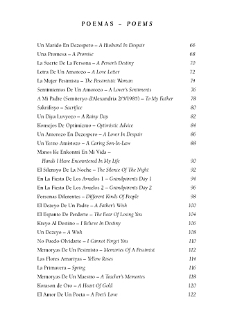 Un Ramo De Poemas - A Bouquet of Poems Table of Contents